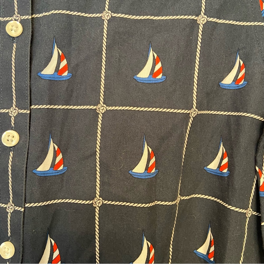 Brooks Brothers nautical sailboat button front shirtdress - Picture 2 of 7